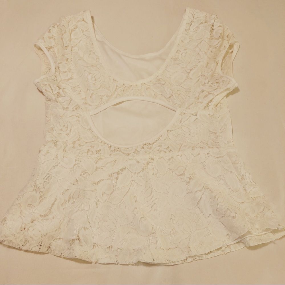 Off white lace peplum Top from BeBe - Picture 2 of 5